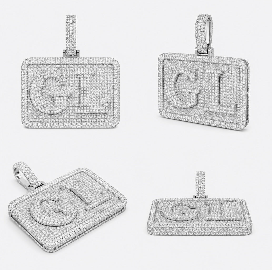 ICED CUSTOM NAMEPLATE PENDANT (WHITE GOLD/YELLOW GOLD)