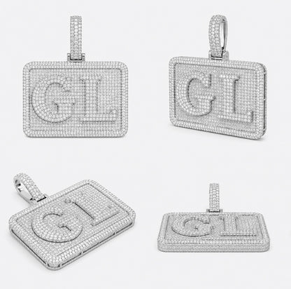 ICED CUSTOM NAMEPLATE PENDANT (WHITE GOLD/YELLOW GOLD)