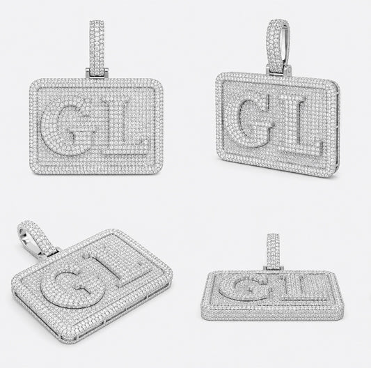 ICED CUSTOM NAMEPLATE PENDANT (WHITE GOLD/YELLOW GOLD)