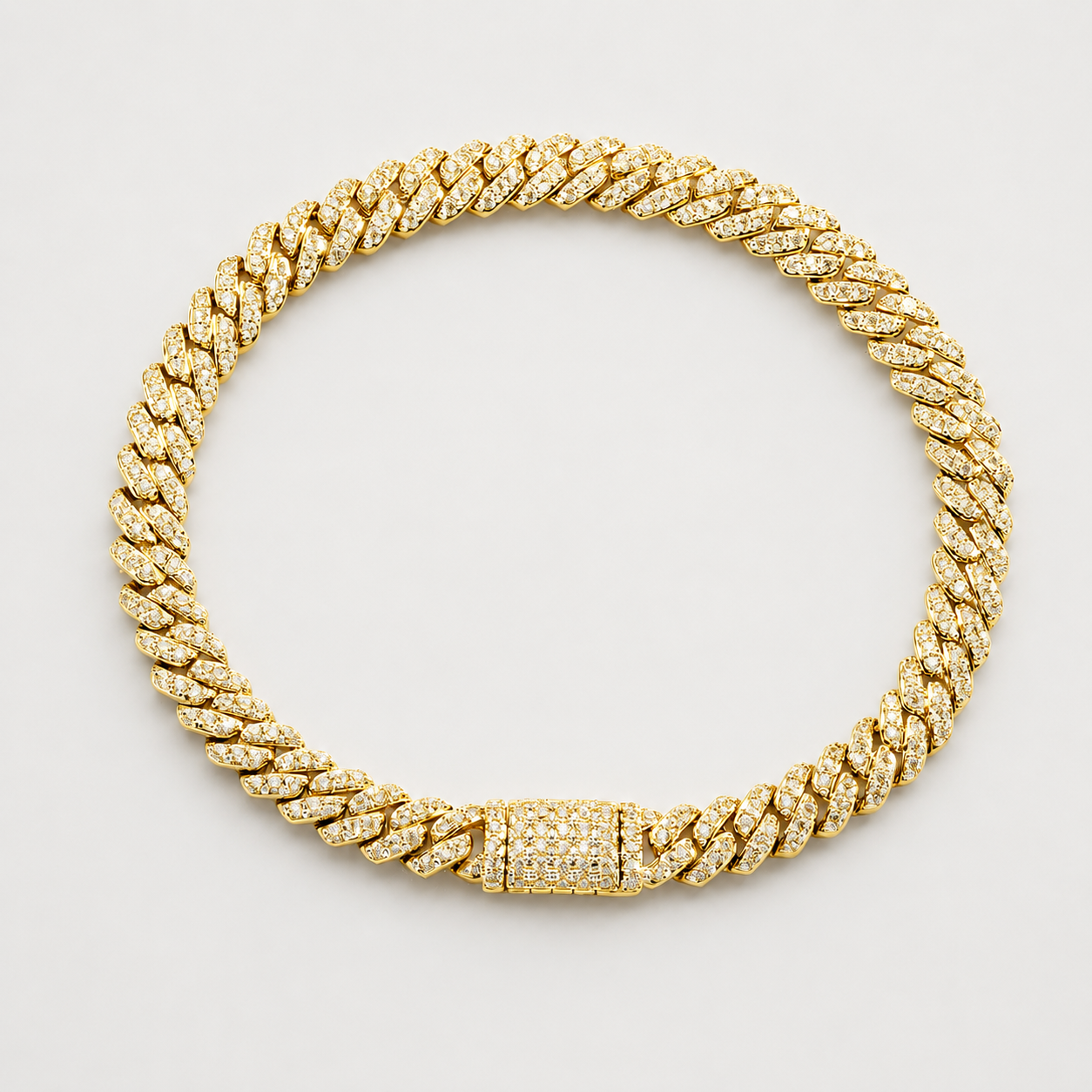 6MM MOON ROCK SETTING CUBAN BRACELET – YELLOW GOLD