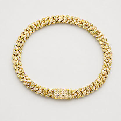 6MM MOON ROCK SETTING CUBAN BRACELET – YELLOW GOLD