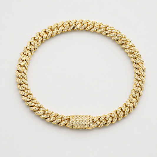 6MM MOON ROCK SETTING CUBAN BRACELET – YELLOW GOLD
