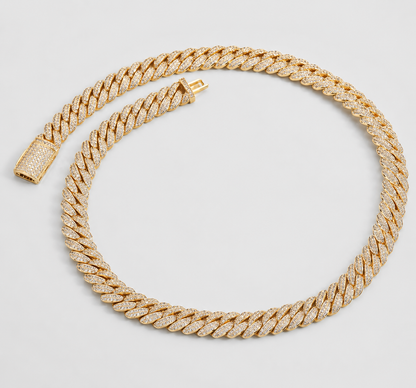 10MM MOON ROCK SETTING CUBAN CHAIN – YELLOW GOLD