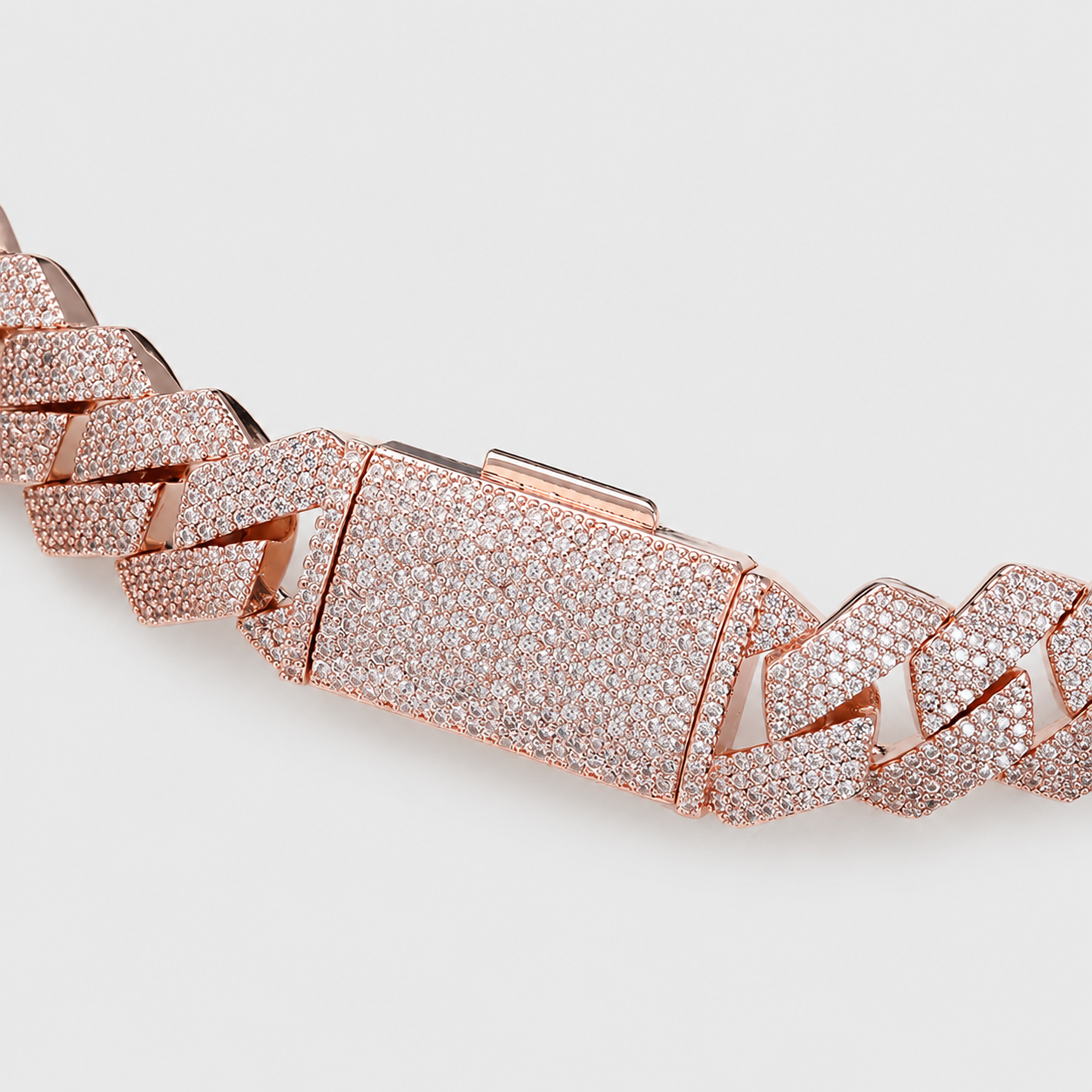 15MM 4 ROW PRONG SET CUBAN CHAIN – ROSE GOLD