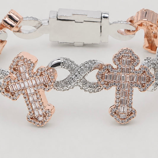 ETERNAL CROSS BRACELET – ROSE GOLD/WHITE GOLD