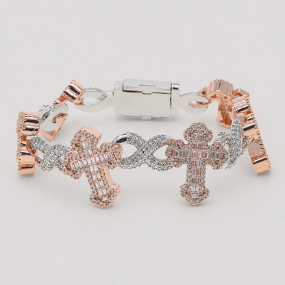 ETERNAL CROSS BRACELET – ROSE GOLD/WHITE GOLD