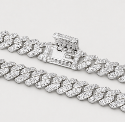 6MM MOON ROCK SETTING CUBAN BRACELET – WHITE GOLD