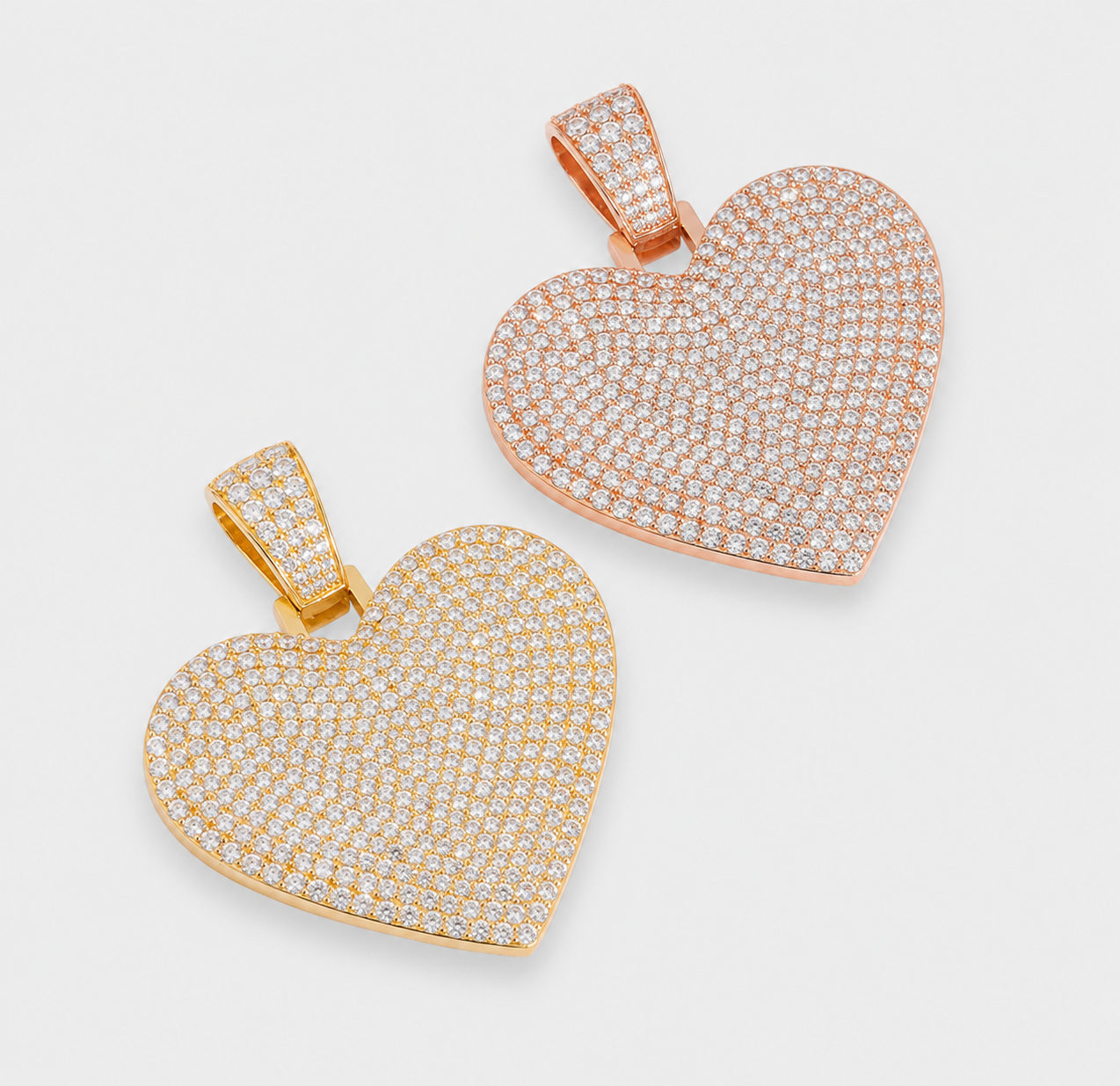 VVS1 PAVE SETTING HEART PENDANT – ROSE, YELLOW GOLD