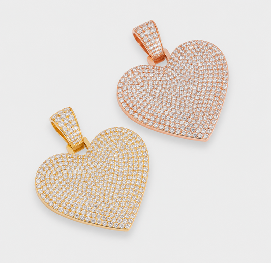 VVS1 PAVE SETTING HEART PENDANT – ROSE, YELLOW GOLD