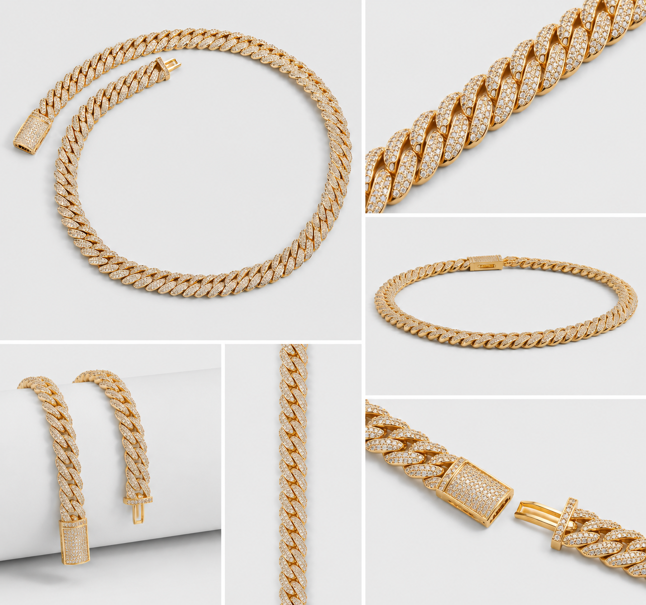 10MM MOON ROCK SETTING CUBAN CHAIN – YELLOW GOLD