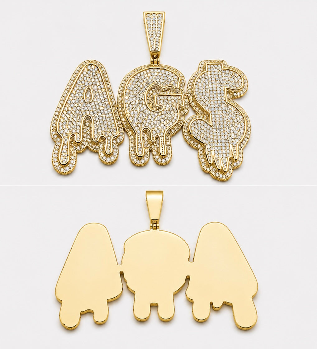 FULLY FLOODED DRIP CUSTOM PENDANT – ROSE, WHITE, YELLOW GOLD