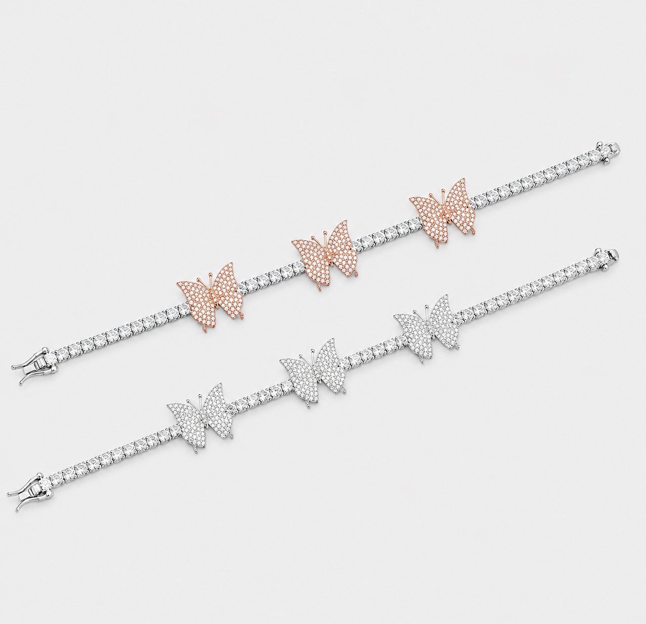 VVS1 BUTTERFLY BRACELET – WHITE GOLD, WHITE/ROSE GOLD