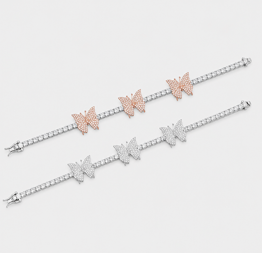 VVS1 BUTTERFLY BRACELET – WHITE GOLD, WHITE/ROSE GOLD