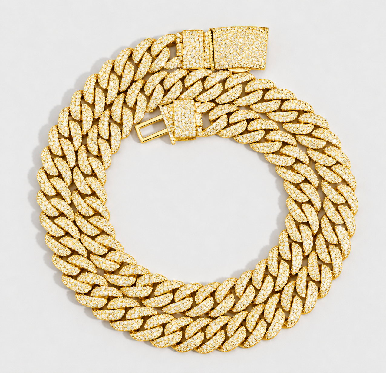 12MM VVS1 MOSAIC SETTING CUBAN – YELLOW GOLD