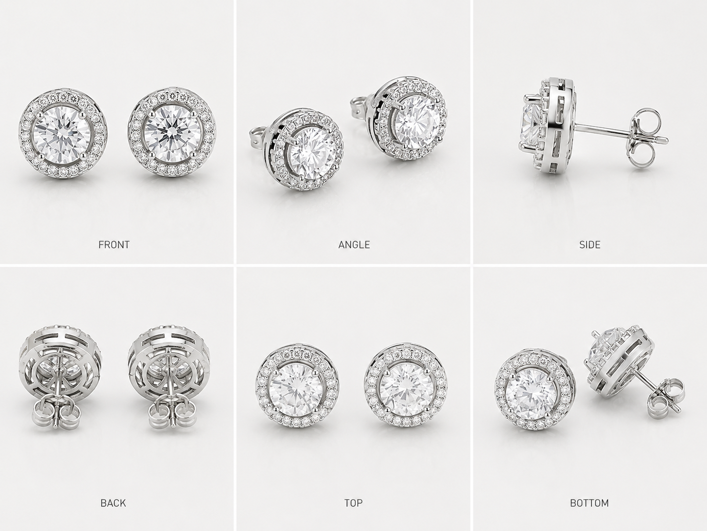 VVS ROUND HALO CUT STUD EARRINGS (WHITE GOLD)