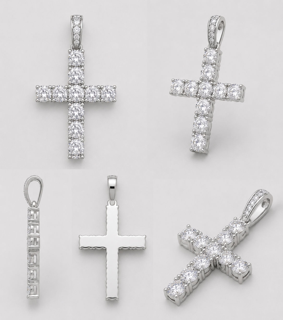 VVS CROSS PENDANT SOLITAIRE CUTS (WHITE GOLD)