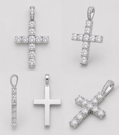 VVS CROSS PENDANT SOLITAIRE CUTS (WHITE GOLD)