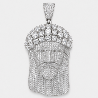 VVS1 3 CUT FULLY FLOODED JESUS PENDANT – WHITE GOLD