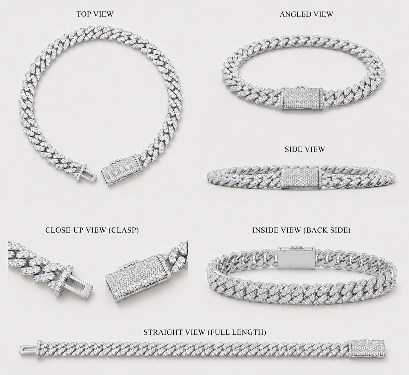 6MM VVS1 PAVE SETTING CUBAN BRACELET - WHITE GOLD