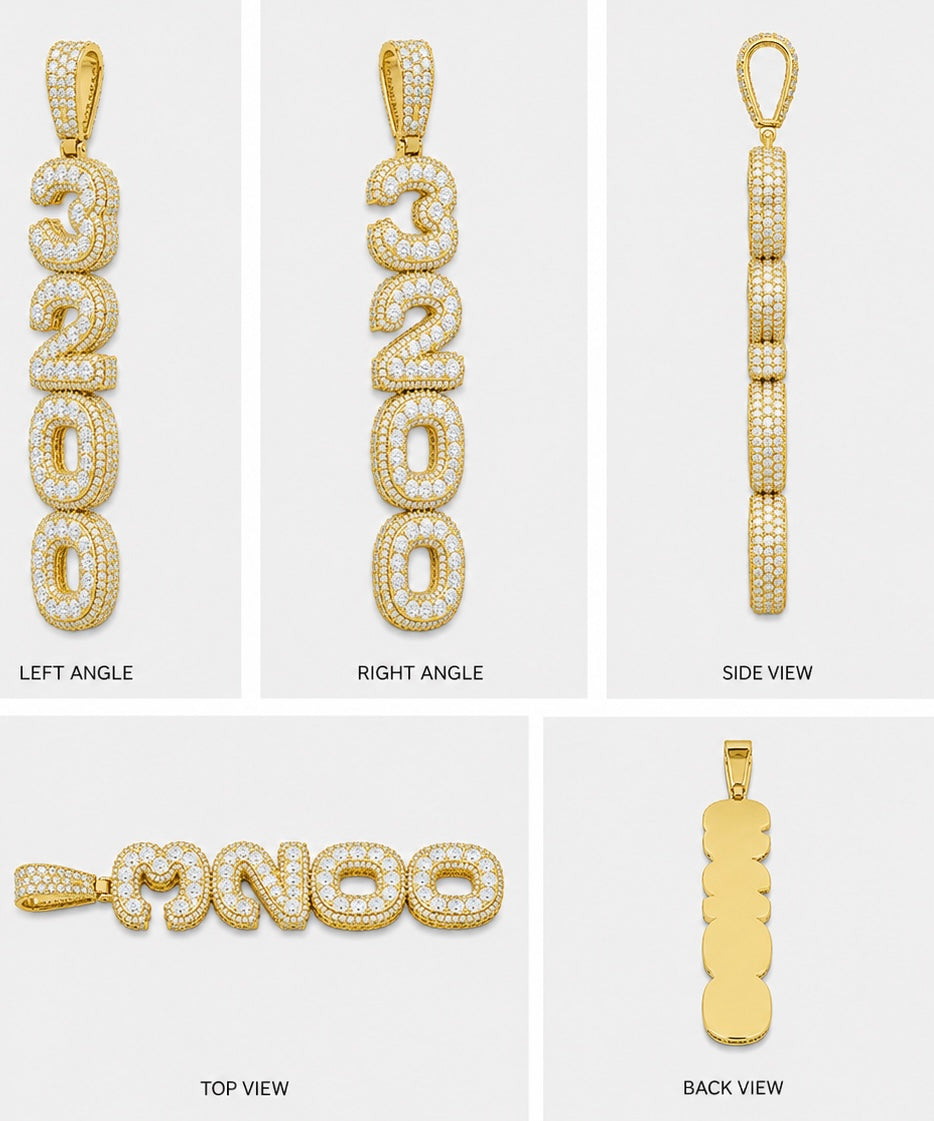 PAVE SETTING STACKED CUSTOM PENDANT (ROSE, WHITE, YELLOW GOLD)