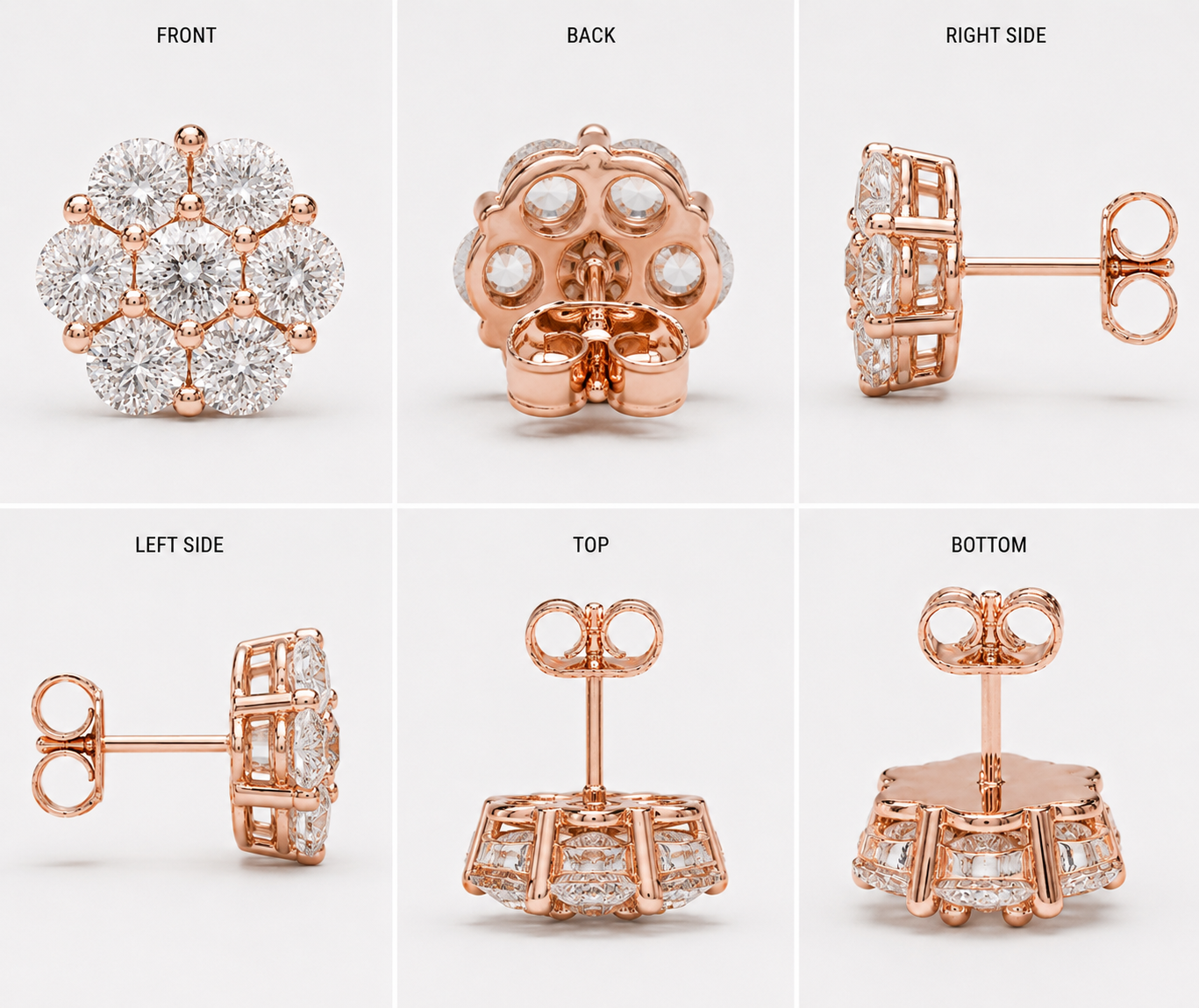 9MM HONEY COMB EARRINGS (ROSE GOLD)