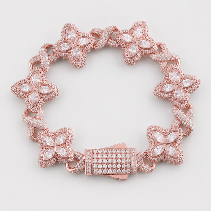 FLORAL BAGUETTE BRACELET (ROSE GOLD)