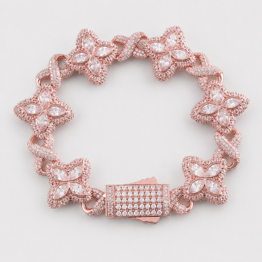 FLORAL BAGUETTE BRACELET (ROSE GOLD)