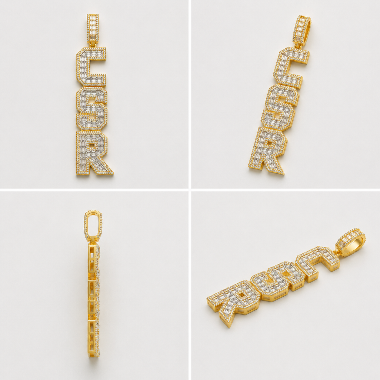 FULLY FLOODED ICED CUSTOM STACK PENDANT (ROSE, WHITE, YELLOW GOLD)