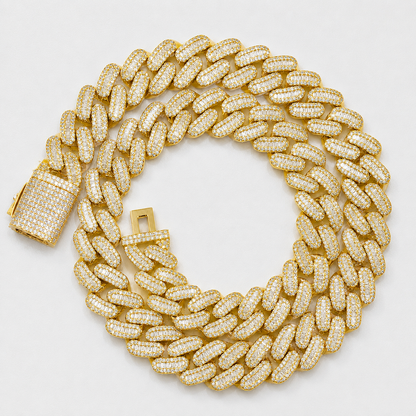 15MM CHANDELIER CUT CUBAN - YELLOW GOLD