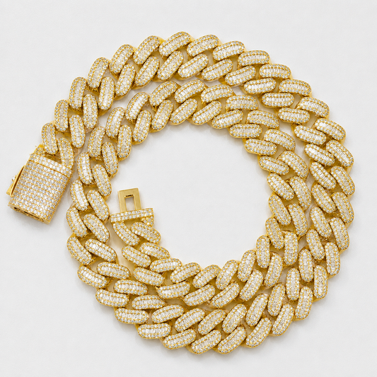 15MM CHANDELIER CUT CUBAN - YELLOW GOLD