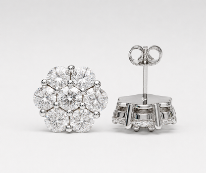 9MM HONEY COMB EARRINGS (WHITE GOLD)