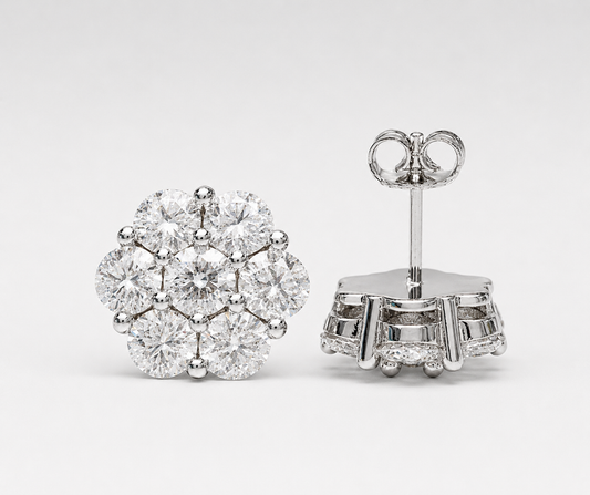 9MM HONEY COMB EARRINGS (WHITE GOLD)