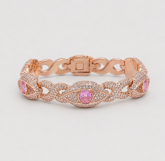 SAPPHIRE EVIL EYE BRACELET – ROSE GOLD