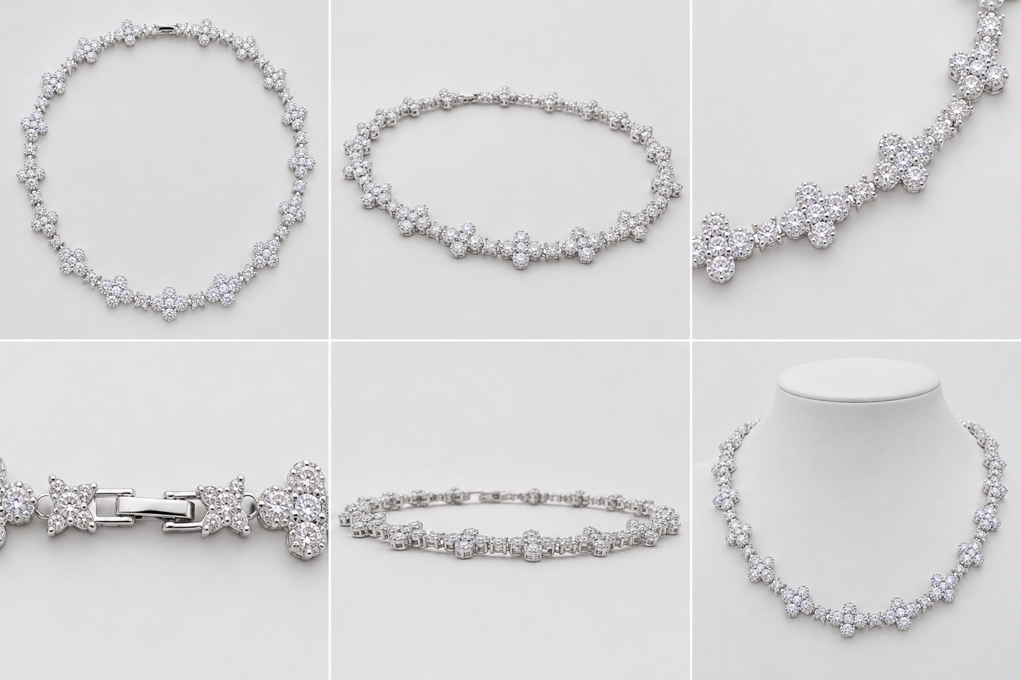 ICED CLOVER CROSS CHAIN - WHITE GOLD