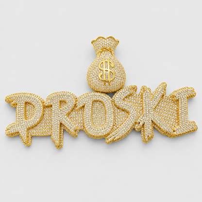 2 LAYER MONEY BAG CUSTOM PENDANT – ROSE, WHITE, YELLOW GOLD
