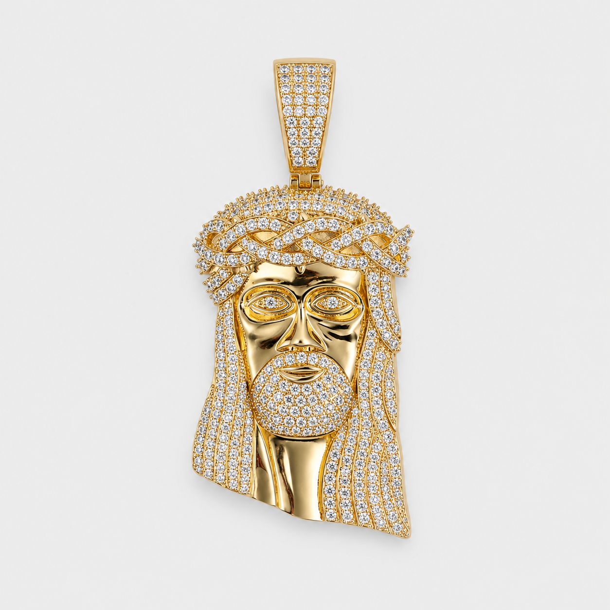 CROWNED JESUS PENDANT (GOLD)