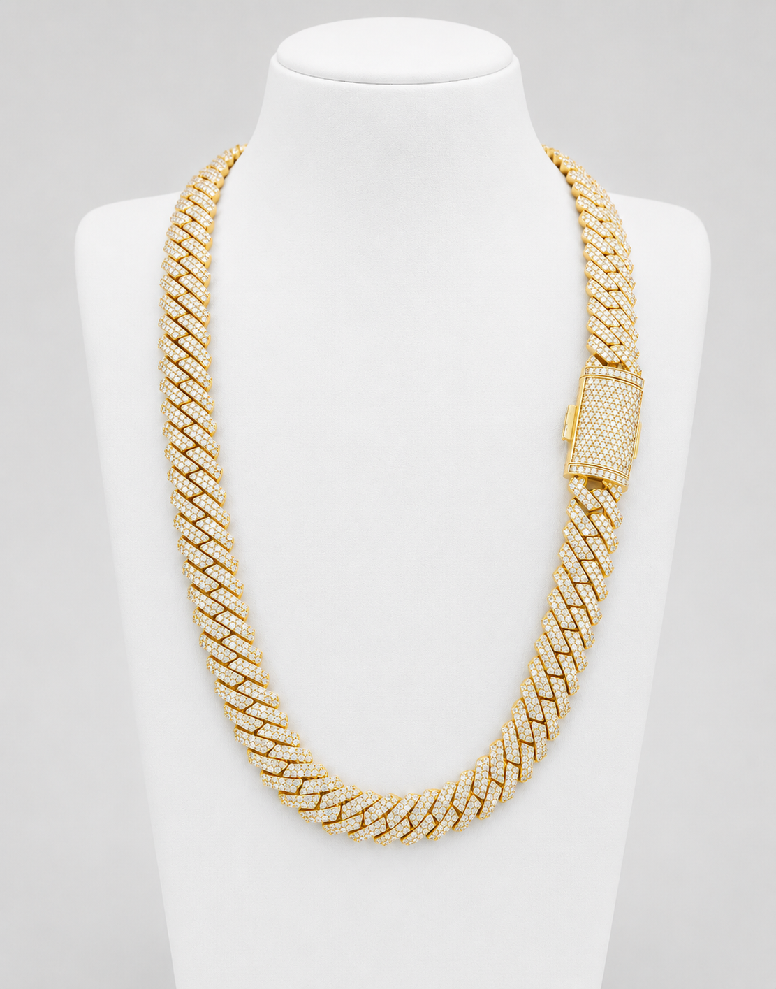 12MM VVS PRONG SET CUBAN (YELLOW GOLD)