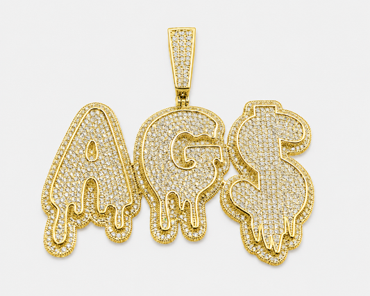 FULLY FLOODED DRIP CUSTOM PENDANT – ROSE, WHITE, YELLOW GOLD