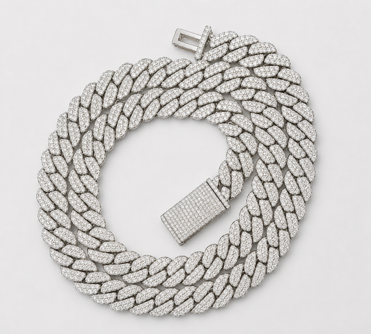10MM VVS RAISED SETTING ICED CUBAN (18K WHITE GOLD)