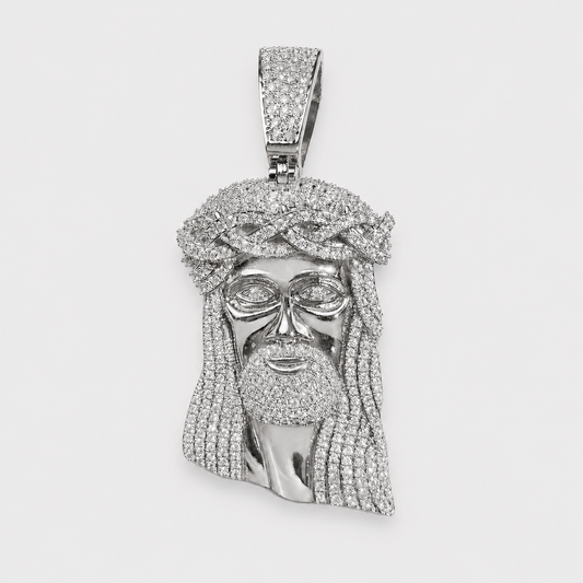 CROWNED JESUS PENDANT (WHITE GOLD)
