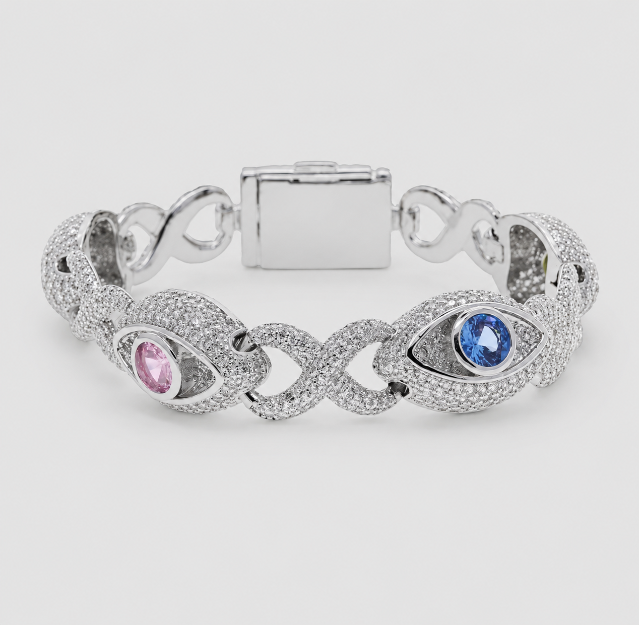 SAPPHIRE EVIL EYE BRACELET – WHITE GOLD