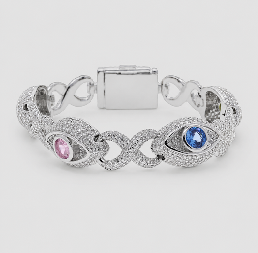 SAPPHIRE EVIL EYE BRACELET – WHITE GOLD