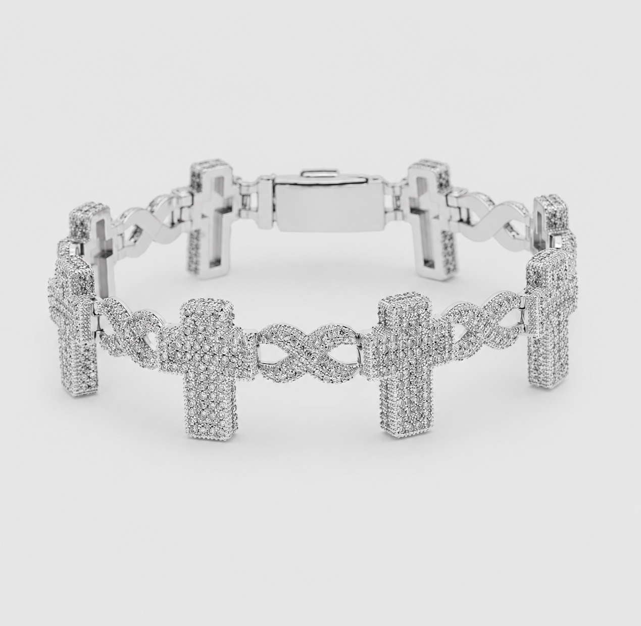 INFINITY CROSS LINK BRACELET – WHITE GOLD