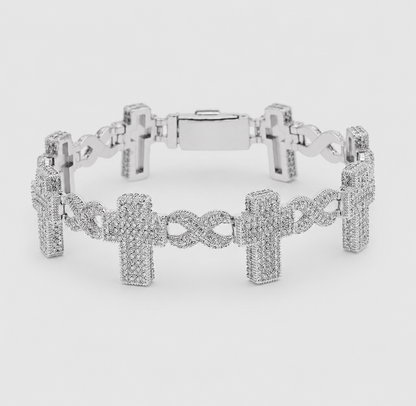 INFINITY CROSS LINK BRACELET – WHITE GOLD