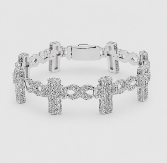 INFINITY CROSS LINK BRACELET – WHITE GOLD