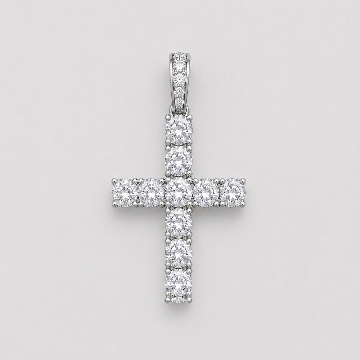 VVS CROSS PENDANT SOLITAIRE CUTS (WHITE GOLD)