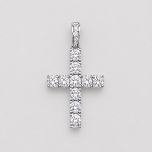 VVS CROSS PENDANT SOLITAIRE CUTS (WHITE GOLD)
