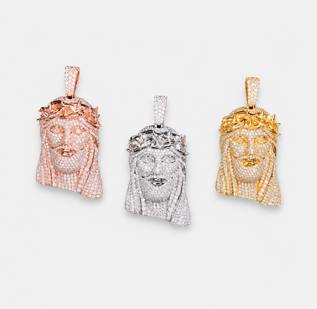 VVS1 CROWNED JESUS PENDANT – ROSE, WHITE, YELLOW GOLD
