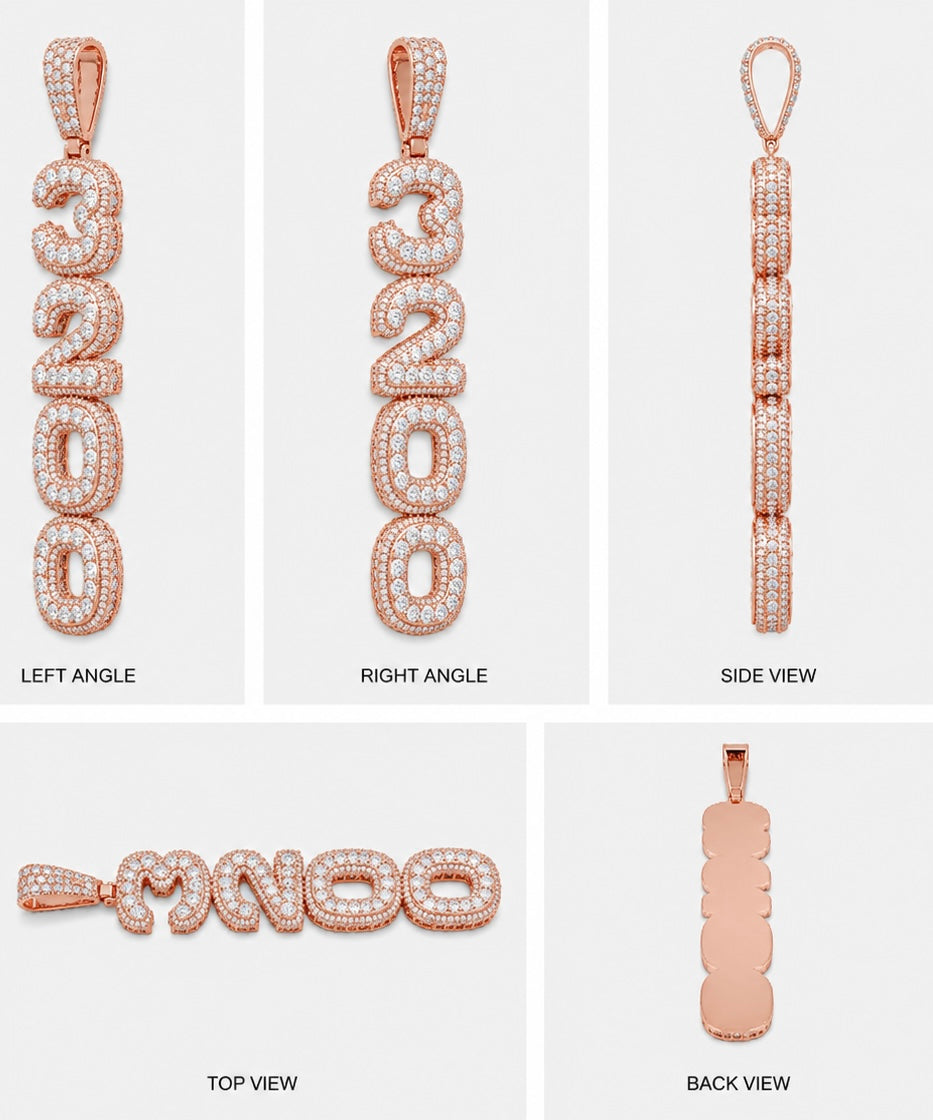 PAVE SETTING STACKED CUSTOM PENDANT (ROSE, WHITE, YELLOW GOLD)