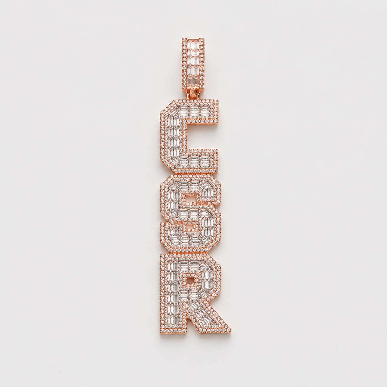 FULLY FLOODED ICED CUSTOM STACK PENDANT (ROSE, WHITE, YELLOW GOLD)